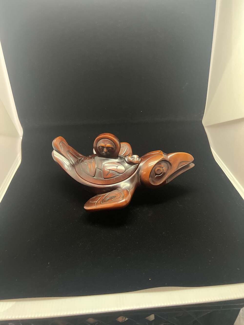 BOMA Raven Spirit Box Canadian West Coast Art Collectible Carved Keepsake
